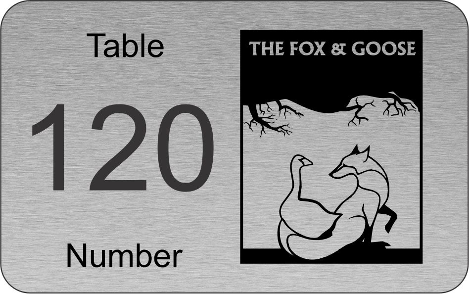 Aluminium Effect Table Number with Large Logo Self Adhesive